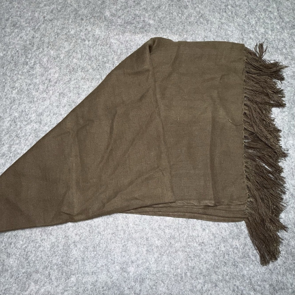 Restoration Hardware vintage Linen Throw 50x70" Fringed Charcoal dark brown